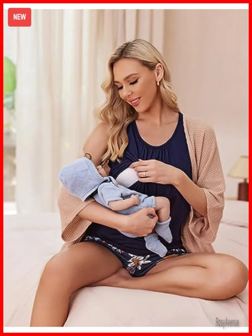 Maternity Nursing Pajama Set Sleeveless Top & Shorts with Pockets